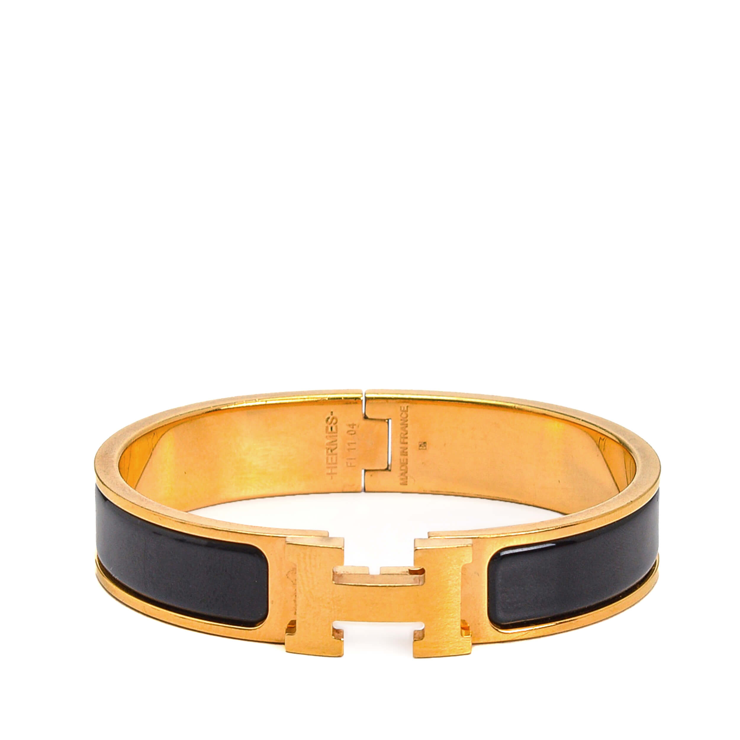Hermes - Gold&Black Enamel Clich Narrow Bracelet 
